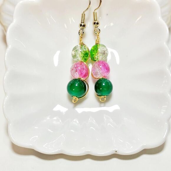 Artisan earrings  648# NEW bohemian Vintage glass earrings Y2k earrings retro c - Picture 2 of 3